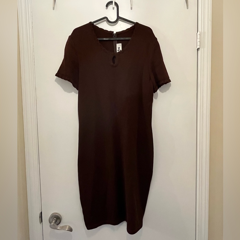 St. John Rich Brown Midi Knit Dress